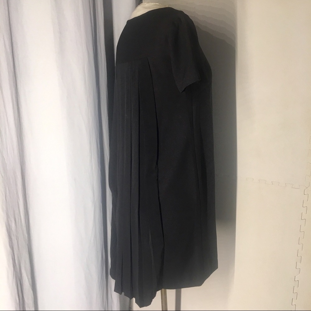 Banana Republic Mod Pleated black Silk preppy short sleeve mini Dress XXS Petite